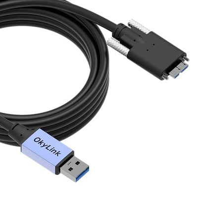 OkyLink USB 3.0 A to Micro-B Cable, 5Gbps, 10ft, Double Screw Lock | 3M, 3.2 Gen 1, Male to Male, for External Hard Drive HDD SSD - color: Screw USB3.0, size: 10ft (3m)