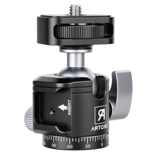 SH22 Mini Ball Head – Compact 360° Rotating Camera Mount with 1/4" Screw, Cold Shoe Accessory Holder, 90° Tilt for DSLR, Mirrorless, Smartphones and Lighting Accessories