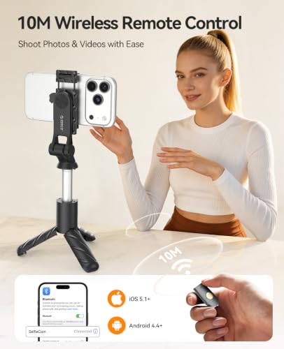ORICO Portable Selfie Stick Tripod, 27.5'' Mini Tripod for iPhone - SPV70 | Extendable Stand with Detachable Wireless Remote & 360° Rotating Phone Holder – Ideal for Content Creators, Vloggers, Travel - size: 27.5''