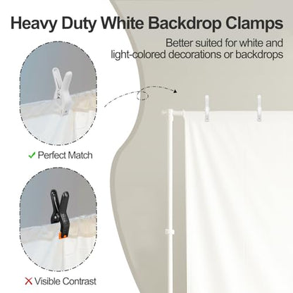 EMART 6 Pack Heavy Duty Spring Clamps, 4.5 inch Plastic Photo Booth Backdrop Clips Clamps for Backdrop Stand, Photography Studio, Photoshoot, Woodworking, Balloon Arch, Crafts, Pool Cover-White