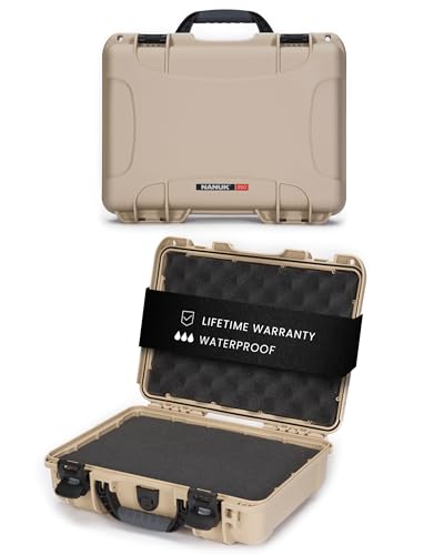 NANUK 910 Hard Case with Customizable Cubed Foam, IP67 Waterproof & Crushproof, Rugged Construction for Ultimate Protection, Made in North America – Tan (14.3” x 11.1” x 4.7”) - color: Tan, style: Cubed Foam