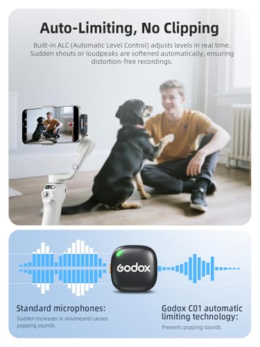 GODOX C01 Kit2 Wireless Lavalier Microphone for iPhone 15/16/17 & Android, USB C, Intelligent Noise Reduction, 48kHz/24bit Audio & 200m Range for Vlogging, YouTube (2 TX + 1 USB-C RX + Charging Case)