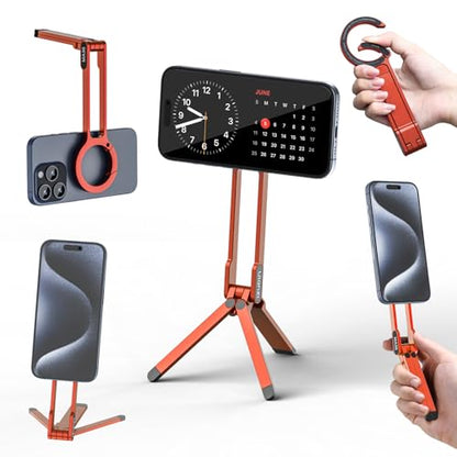 ULANZI MA30 Magnetic Phone Tripod Stand for iPhone - Aluminium Maglock Smartphone Mini Tripod Pocket Cell Phone Stand Strong Magnet Quick Mount Compatible with iPhone 17 16 15 14 13 12 Series, Orange - color: Orange