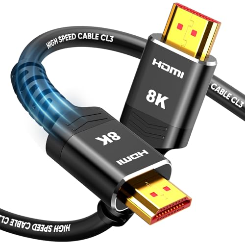 Highwings Long HDMI Cable 15 FT, 4K 8K 10K HDMI 2.1 Cord Ultra High Speed [in-Wall CL3 Rated, 8K@60Hz 4K@120Hz Video 48Gbps], Fit, Durable, Flexible, eARC, HDCP, Compatible for Ethernet SoundBar - color: Black, size: 15 feet