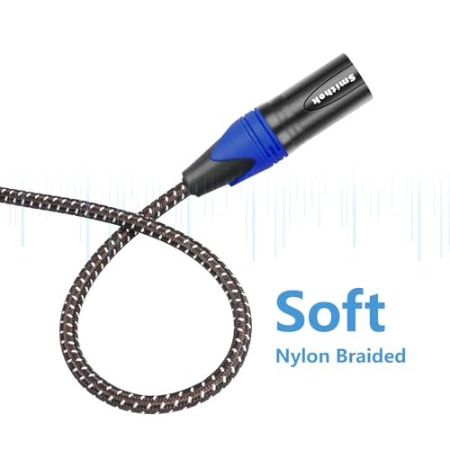Smithok 2Pack 1/4" to XLR Cable,Heavy Duty Nylon Braided,Gold Plated Plug,Balanced 1/4" TRS to XLR Male Patch Cable, Quarter Inch 6.35mm to 3pin XLR Male Microphone Cable -6.6ft
