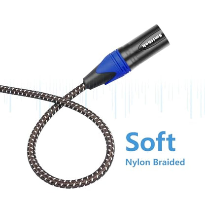 Smithok 2Pack 1/4" to XLR Cable,Heavy Duty Nylon Braided,Gold Plated Plug,Balanced 1/4" TRS to XLR Male Patch Cable, Quarter Inch 6.35mm to 3pin XLR Male Microphone Cable -6.6ft