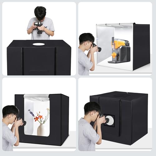 PULUZ 32"x32" Large Photo Studio Light Box, 90W 14000LM High CRI95+ Lighting with 4 Backdrops 3 Stepless Dimming LED Panels & Carry Bag Professional Shooting Tent for Product Photography - size: 32 Inch