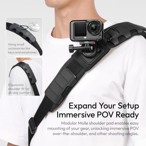 ULANZI U023 Camera Sling Bag 13L, 3-Point Crossbody Bag with MOLLE Shoulder Yoke and Removable EVA Padded Insert, Water-Resistant Camera Bag for Mirrorless DSLR, 14 Inch Laptop,Tripod & POV Action Cam - size: 13L