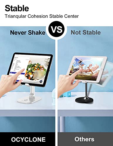 OCYCLONE Phone Stand, Adjustable Height and Angle Foldable Cell Phone Stand Holder for Desk, Taller iPhone Stand Compatible with 4.7"-13" Smartphones iPad Tablet, White - color: White