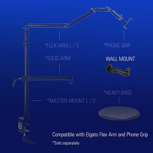 Elgato Wall Mount, Articulated Arm for Lights and Cameras | Permanent wall-mounted rigging, Two ball joints, 1/4-inch screw, Expands with Multi Mount accessories - style: Wall Mount