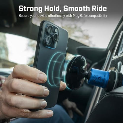 Mob Armor MobNetic Maxx MS - MagSafe Compatible Car Phone Mount w/ 90º Tilt, 360º Rotation & Durable Aluminum Build, Magnetic Holder for iPhone & Android Devices, USA Assembled - Blue - color: Blue