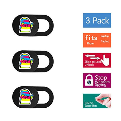 SIREG Webcam Cover Ultra Thin - Web Camera Cover fits Laptop,Tablet,Computer, Smartphone, Protect Your Privacy and Security,Strong Adhesive (Rainbow People-Black & 3 Pack) - color: Rainbow People-Black & 3 pack