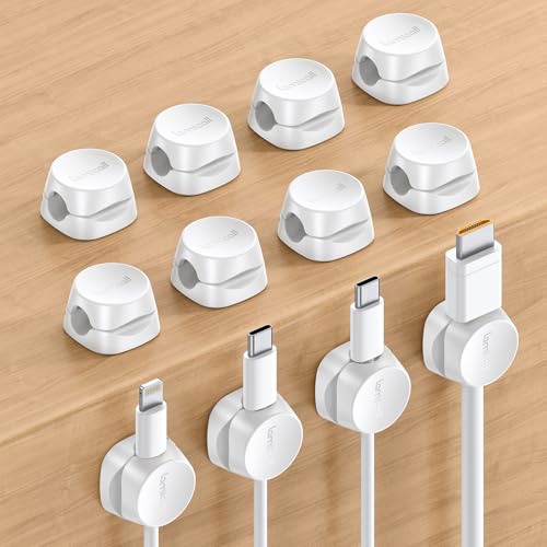 Lamicall 12Pack Spring Cord Organizer, Office Desk Accessories, Desk Cable Management Clips, Phone Charger Cord Holder for Nightstand, Home Organization Workspace Accessories, Dorm Room Essentials - size: 12Pack - 1Slot
