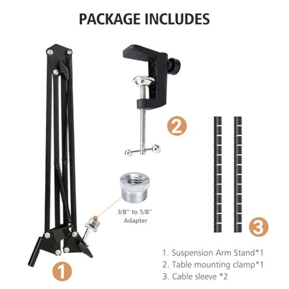 SUNMON Boom Arm - Metal Scissor Mic Boom Arm with 3/8'' to 5/8'' Adapter, K688 Microphone Stand with Cable Sleeve - color: FIFINE XLR/USB Dynamic Microphone Boom Arm