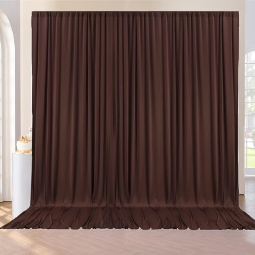 10ft x 10ft Wrinkle Free Brown Backdrop Curtains for Parties, Polyester Photo Backdrop Drapes 2 Panels 5x10ft for Wedding Birthday Party Photography Background Photoshoot - color: Brown, size: 10ftx10ft