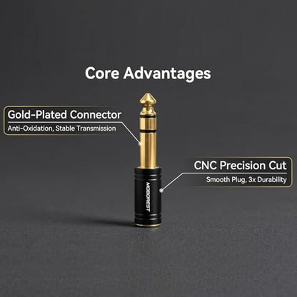 MOBOREST 1/4'' (6.35mm) Male TRS Plug to 1/8'' (3.5mm) Female Socket Stereo Audio Jack Pure Copper Adapter for Headphone, Amp, Adapte - Black 1PCS - color: BLACK-1PCS