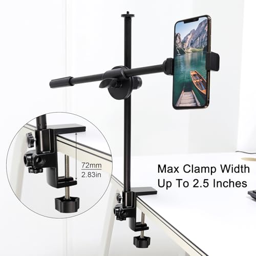 RTNLIT Desk Lamp Clamp, 0.49in/12.5mm 4 Hole Metal Table Mounting Clamp, Universal C Clamp for Magnifying Light/Microphone/Boom Scissor Arm, Fits up to 2-1/2 inches Desktop Thickness(Black) - color: Black