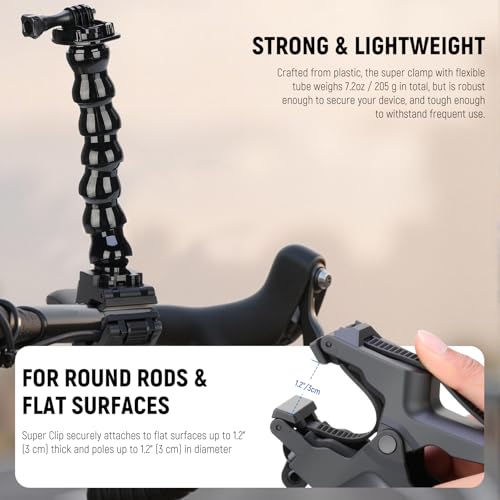 NEEWER Flexible Clamp Mount Compatible with GoPro DJI Action Cameras, Jaw Flex Super Clamp Holder, Desk Pole Clip Mount with Tube & Adapter Accessories for Photography & Video Recording, GP-80 - style: GP-80