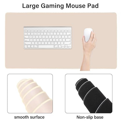MOSISO Keyboard Mouse Pad Set, Large Gaming Mouse Pad&Rectangular Keyboard Wrist Rest&Mousepad with Wrist Rest&Coaster, Ergonomic Non-Slip&Easy Typing Pad with Curved Silicone Lining, Apricot - color: Apricot