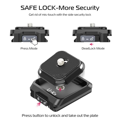 ULANZI UKA01 Quick Release Plate Kit, Arcac/F38 Interface Camera Quick Release Plate Mount Quick Setup w/ 1/4" to 3/8" Screw Thread Gimbles Sliders Tripods Adapter for Sony/Nikon/DJI/Fuji - size: Top + Base plate