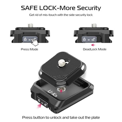 ULANZI UKA01 Quick Release Plate Kit, Arcac/F38 Interface Camera Quick Release Plate Mount Quick Setup w/ 1/4" to 3/8" Screw Thread Gimbles Sliders Tripods Adapter for Sony/Nikon/DJI/Fuji - size: Top + Base plate