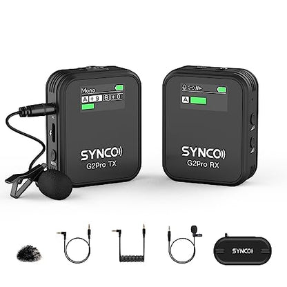 SYNCO Wireless Lavalier Microphone 2.4G Lav Mic with Charging Case 656FT 8H for Online Class Live Streaming YouTube for Camera Smartphone Tablet (1TX+1RX(with Display+8GB) - style: 1TX+1RX(with Display）+8GB