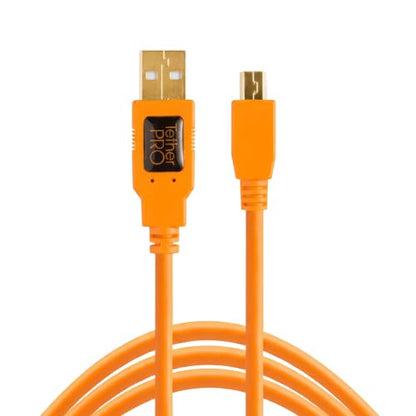 Tether Tools TetherPro USB 2.0 to Mini-B 5-Pin Cable | for Fast Transfer and Connection Between Camera and Computer | High Visibility Orange | 15 Feet (4.6 m) - color: Orange