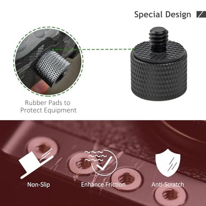 Camera Screw Adapter 8 Pieces Thread 1/4" Male to 3/8" Female and 3/8" Male to 1/4" Female Adapter with Rubber Pad for Camera Monitor, Tripod, Mount