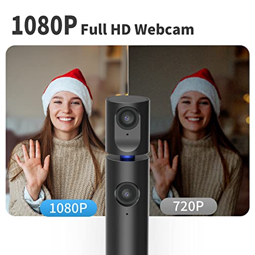 CZUR Halo Streaming Dual Webcam, Professional USB Web Camera 1080P with Microphone, 90° View Computer Camera, Plug & Play, Compatible with Windows/Mac, for TikTok/YouTube/Yahoo Messenger