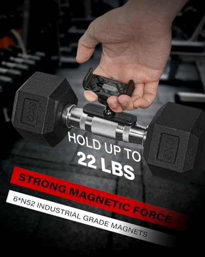 APPS2Car [2 Pack] Gym Magnetic Phone Holder, 360 Adjustable, Compatible with 4.7-6.5" Smartphones, Alloy Base and Joint, Black - size: Black - 2 Pack