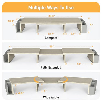 Simple Houseware Desk Dual Monitor Stand Riser with Drawer, Maple - color: Maple
