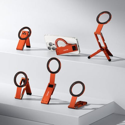 ULANZI MA60 Magnetic Phone Tripod Stand for iPhone - Aluminium Smartphone Mini Tripod Pocket Cell Phone Stand Strong Magnet Quick Mount Compatible with iPhone 16 15 14 13 15 Series, Orange - color: Orange
