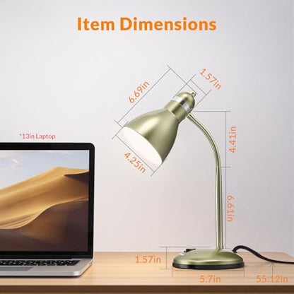 LEPOWER Metal Desk Lamp, Adjustable Goose Neck Table Lamp, Eye-Caring Study Desk Lamps for Bedroom, Study Room and Office (Bronze) | Compact & Sturdy, Space-Saving for Bedside & Dorm, E26 Table Lamp, Eye-Caring, Ldeal for Study, Office, Back to School - c