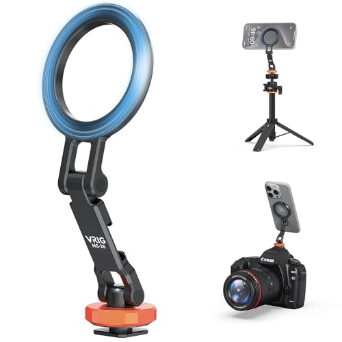 VRIG MG-28 Magnetic Phone Tripod Mount for Magsafe, Aluminum iPhone Tripod Mount Adapter with 1/4” Screw, 360° Cold Shoe Phone Holder for Camera, Compatible with iPhone 17/16/15/14/13/12 Series - size: MG-28