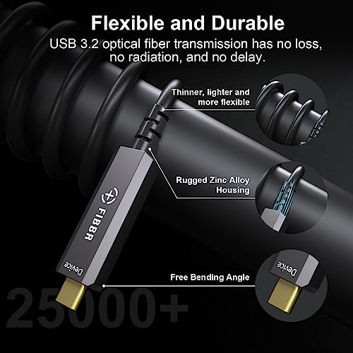 Fiber Optic USB C Cable(16.5ft), Full-Featured Active Optical USB C to USB C Cord Compatible with Touch Screen Display,HD Business Meetings Solution,Webcams,Cameras,Projectors etc - size: CC-Fiber-16.5 ft