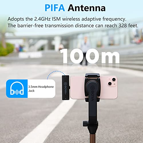 BOYA XM6-S4 Wireless Lavalier Microphone for iPhone/iPad, 2.4GHz Wireless Lapel Mic with OLED Display for YouTube, TikTok, Live Stream, Video Recording, Vlogging