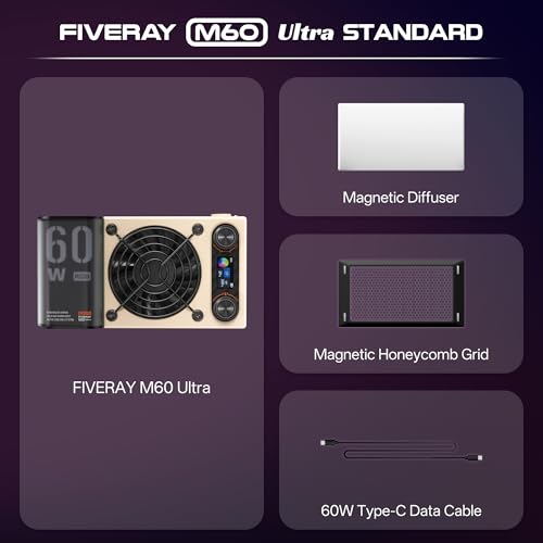 ZHIYUN FIVERAY M60 Ultra RGB Video Light 60W Portable Outdoor Fill Handheld Light 430g DSLR Camera Light with Cold Shoe Photography Light Setup for YouTube TK APP Control 2500K~10000K