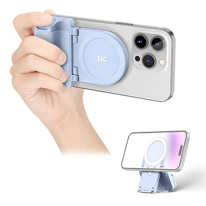 JJC Magnetic Phone Camera Grip Handle with Wireless Shutter Remote, Magsafe Camera Handle Bluetooth Bracket for iPhone Android Smartphone with 1/4” Tripod Screw for Video Photo Shooting (Blue) - color: Blue Standard Grip