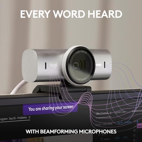 Logitech MX Brio Ultra HD 4K Collaboration, Streaming Webcam, 1080p at 60 FPS, Show Mode, Works with Microsoft Teams, Zoom, Google Meet, Nintendo Switch 2 New GameChat - Pale Gray | 4K at 30fps, Starvis Sensor, Dual Beamforming Mics, Show Mode, Privacy Sh