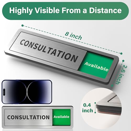 Consultation Room Door Sign with Slider, Do Not Disturb Privacy Office Sign, In Use/Available Acrylic Sliding Indicator for Business Hospital Home, Brushed Silver 8" x 2.6" - style: CONSULTATION