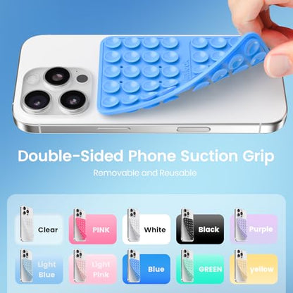 Klearlook Silicone Suction Cup Phone Case Mount Double Sided, Silicon Sticky Phone Grip with Higher Suction for Cell Phone, Hands-Free Phone Accessories Holder for Selfies and Videos, Navy Blue - color: Navy Blue