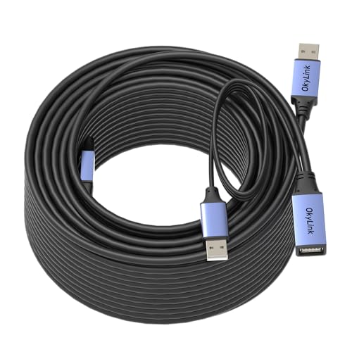 OkyLink Active USB 2.0 Extension Cable A to A, Male to Female 100ft(30M) | 480Mbps Signal booster cord, compatible with printer, mouse, keyboard, scanner, camera - size: 100ft (30m)