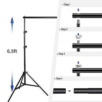 10x6.5ft Backdrop Stand, Photo Video Studio Adjustable&Lockable Heavy Duty Background Support System Kit with 4 Backdrop Clamps, 2 Sandbag and Carry Bag for Photography, Parties, Wedding - color: BJJ 2x3M