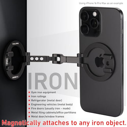 Double Sided Magnetic MagSafe Phone Holder | 360° Adjustable Phone Stand with Cold Shoe & 1/4 Thread Screw, Metal-Attachable Mount for iPhone MagSafe Series, Ideal for Vlog, Selfie & Live Broadcast