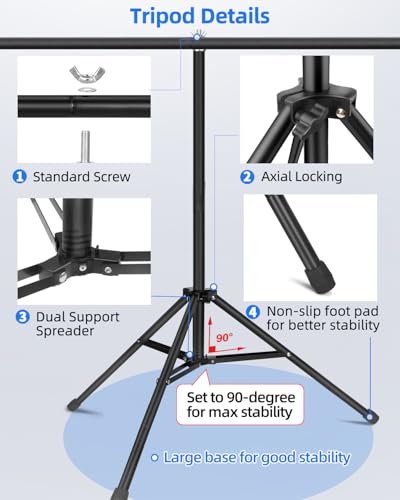 HEMMOTOP T Shape Backdrop Stand, 8x7.5ft(HxW) Portable Photo Background Stand Kit for Parties, Green Screen Stand Only with 5 Spring Clamps and Carrying Case, Banner Holder for Photoshoot, Photography - size: 8x7.5ft (HxW)