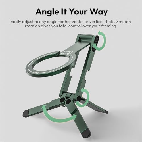ULANZI MA60 Magnetic Phone Tripod Stand for iPhone 17 16 15 14 13 12 - Ultra Thin 0.8cm Foldable Aluminum Mini Tripod, Strong N52 Magnet Quick Mount, Pocket Cell Phone Stand, Green - color: Green
