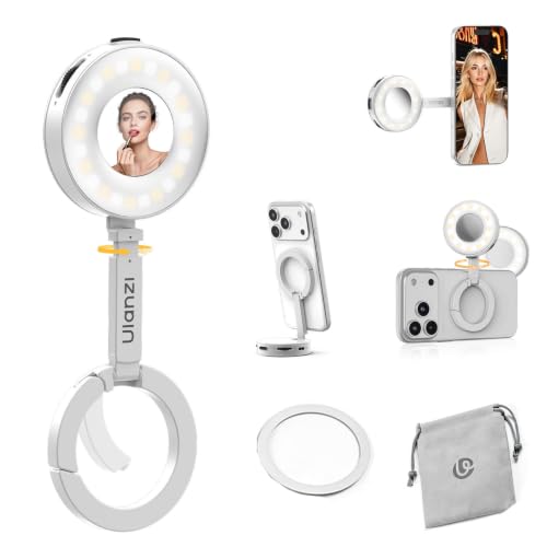 ULANZI ML05 Phone Light, Dual-Sided Magnetic Cell Phone Selfie Lights for iPhone/Android, 9000K CRI≥97 360° Smartphone LED Beauty Ring Fill Light for Computer, Laptop, Webcam, Video Recording, Photo - color: White