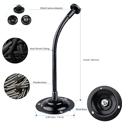 Mippko 2 Pack Camera Flexible Wall Mount Holder for Blink Outdoor 4 (4th Gen)/(3rd Gen) XT3,Blink XT&XT2/Blink Mini/All New Blink Outdoor,Adjustment Flexible 8 inch Long Gooseneck Arm with Metal Base - color: Black