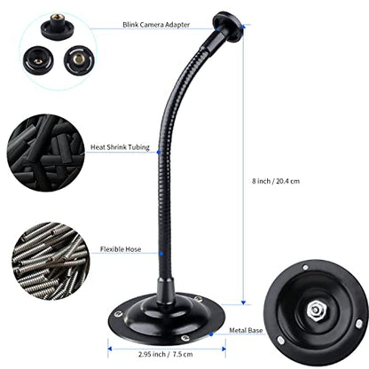 Mippko 2 Pack Camera Flexible Wall Mount Holder for Blink Outdoor 4 (4th Gen)/(3rd Gen) XT3,Blink XT&XT2/Blink Mini/All New Blink Outdoor,Adjustment Flexible 8 inch Long Gooseneck Arm with Metal Base - color: Black