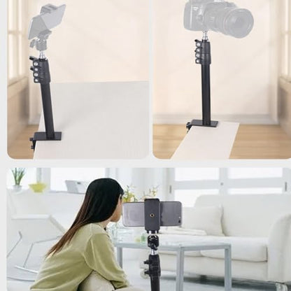 Camera Desk Mount Table Stand - Height & Angle Adjustable Light Stand 360° Rotation, Lightweight Aluminum for Live Streaming, Video Conferencing | Ideal for Content Creators, Photographers
